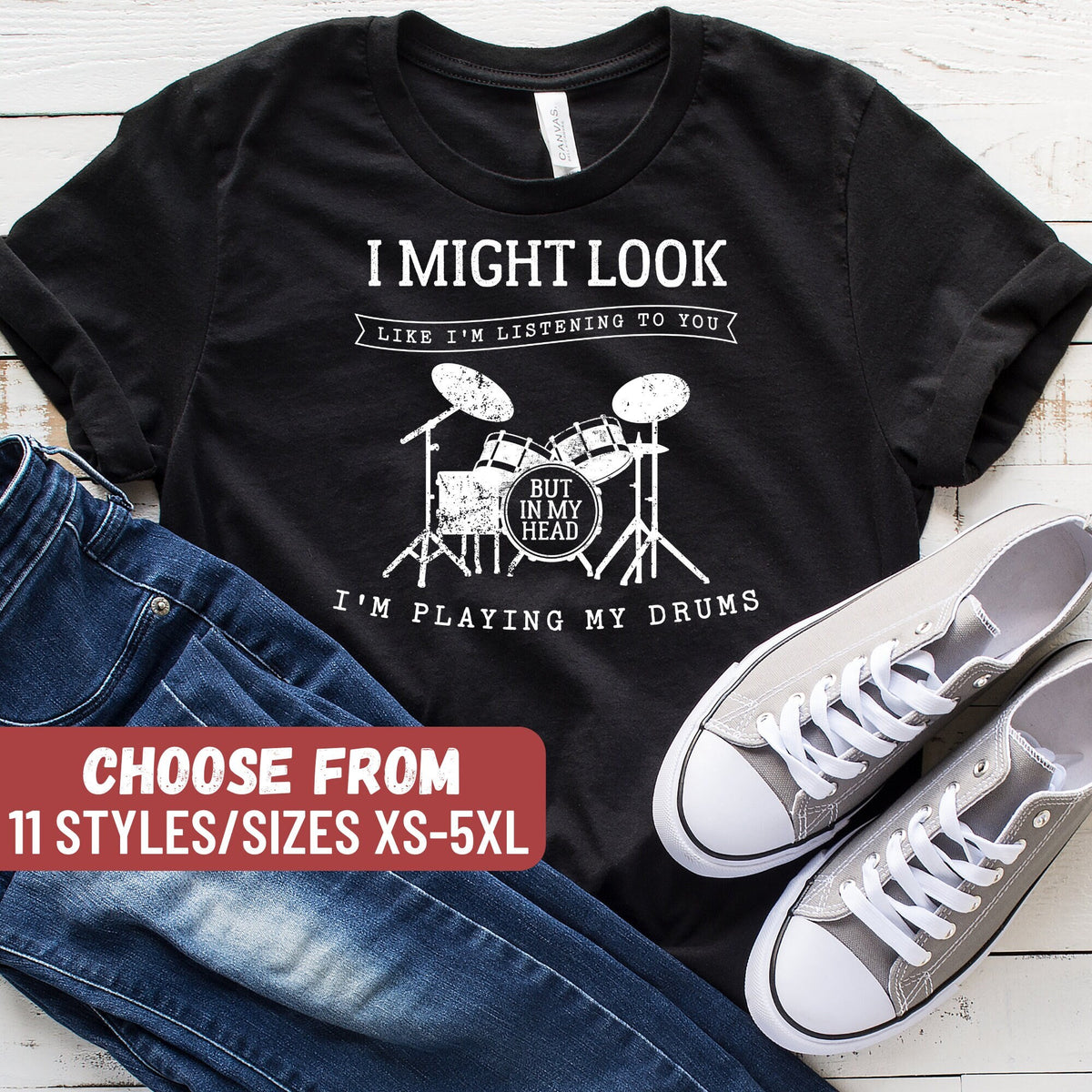 Funny Drummer Shirt Drums Shirt Drumming Shirt Drum I Might Look Like I39m Listening To You But In My Head I39m Playing My Drums TShirt Graphic Tee – Easygoing Wear · Must-Have Style