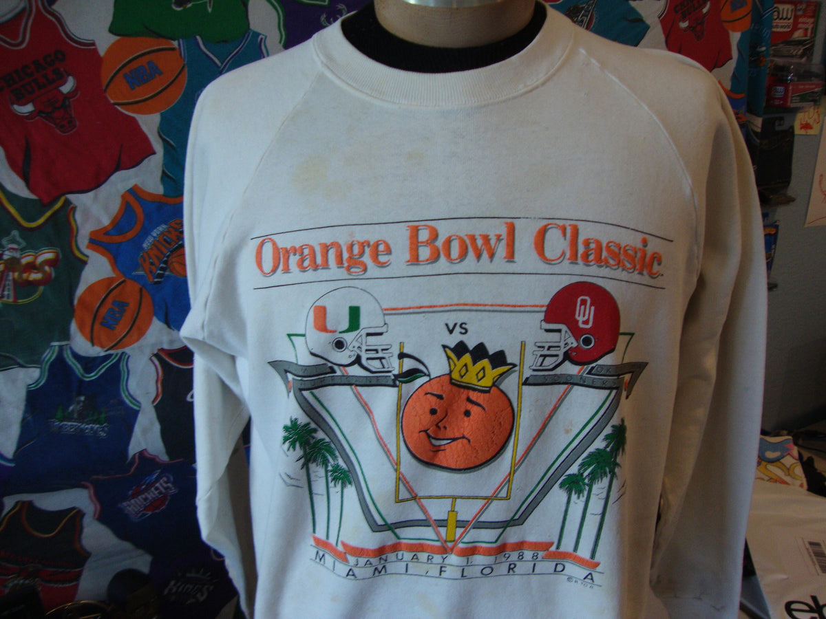 Vintage 8039s Miami Hurricanes VS Oklahoma Sooners Orange Bowl 1988 Crewneck Sweatshirt L Sweatshirt – Easygoing Wear · Top Pick For Any Outfit