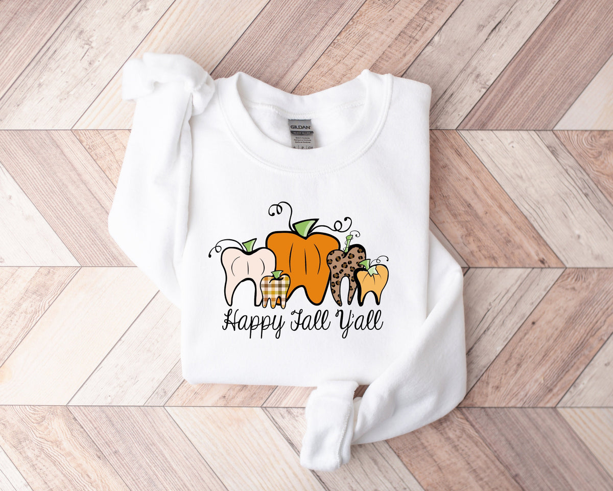 Happy Fall Y39all Pumpkin Teeth SweatshirtThanksgiving ShirtThankful ShirtFall ShirtHello PumpkinFamily Matching Shirtfall Sweatshirt Sweatshirt – Everyday Comfort · Great Gift For Fans