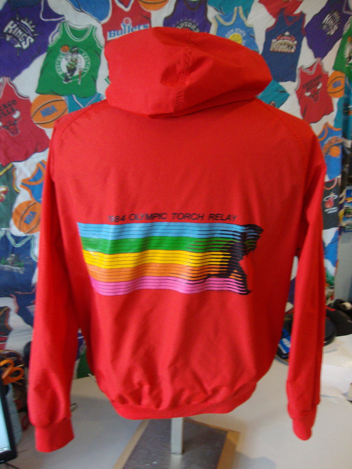 Vintage 8039s USA Olympics 1984 Telephone Pioneers Of America Rainbow Stripe Red Hoodie windbreaker Jacket Size M Hoodie – Feel-Good Design · Trending Graphic Apparel