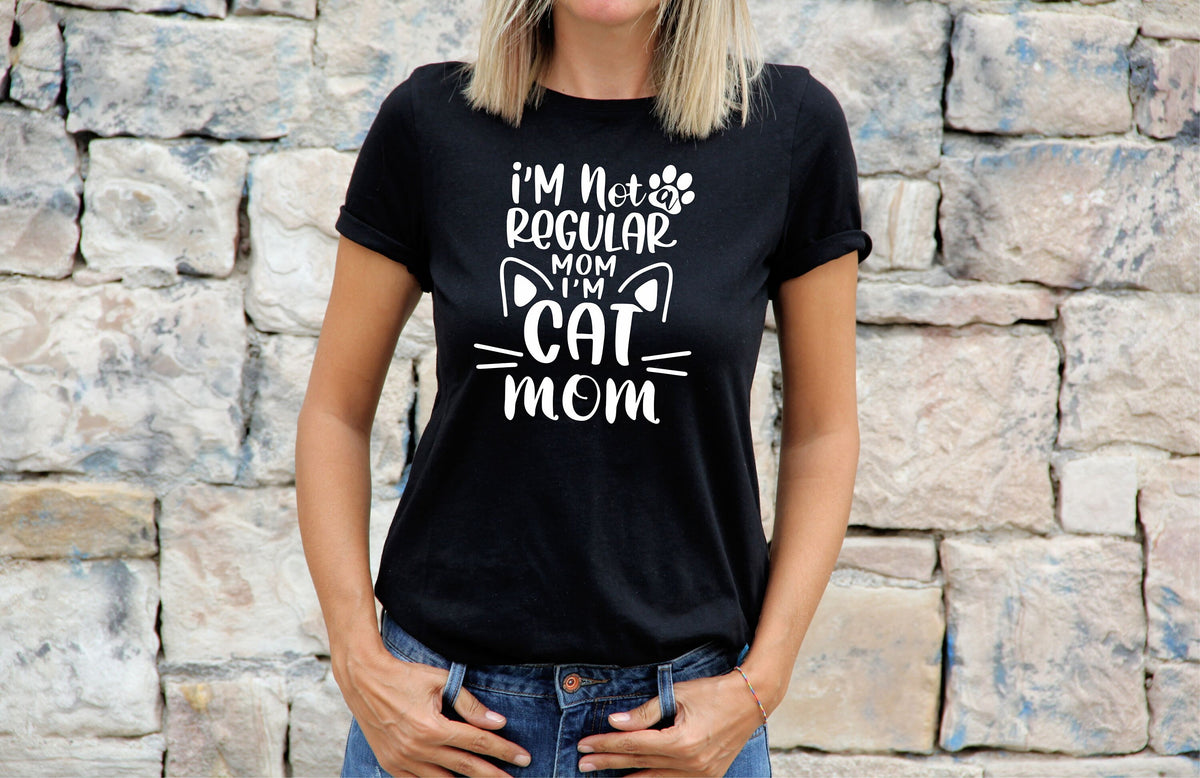 Womens Cat TShirt Shirt Cat Lovers Gift For Cat Tee Im Not A Regular Mom Im A Cat Mom Graphic Tee – Warm & Stylish · Trending Graphic Apparel