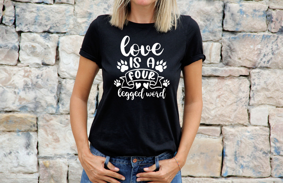 Womens Cat TShirt Shirt Cat Lovers Gift For Cat Tee Love Is A Four Legged Word Graphic Tee – Fan Favorite · Great Gift For Fans