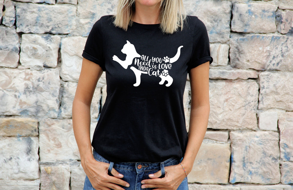Womens Cat TShirt Shirt Cat Lovers Gift For Cat Tee All You Need Is Love And A Cat Graphic Tee – Fan Favorite · Great Gift For Fans