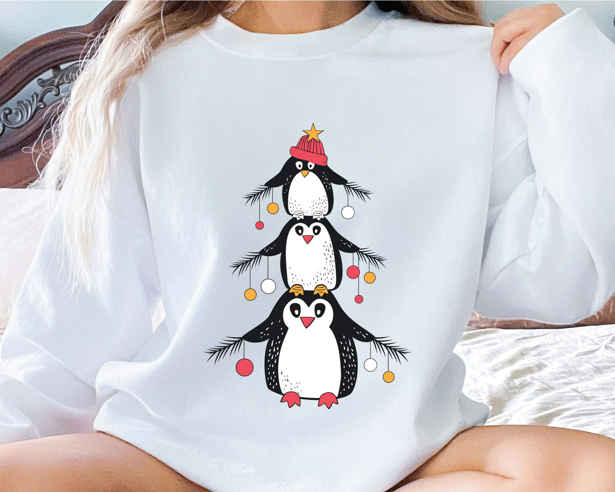 Cute Penguins Sweatshirt Christmas Penguins Pullover Christmas Light Crewnck Sweat Penguin Lover Sweatshirt Christmas Decorations Sweat Sweatshirt – Easygoing Wear · High-Quality Print