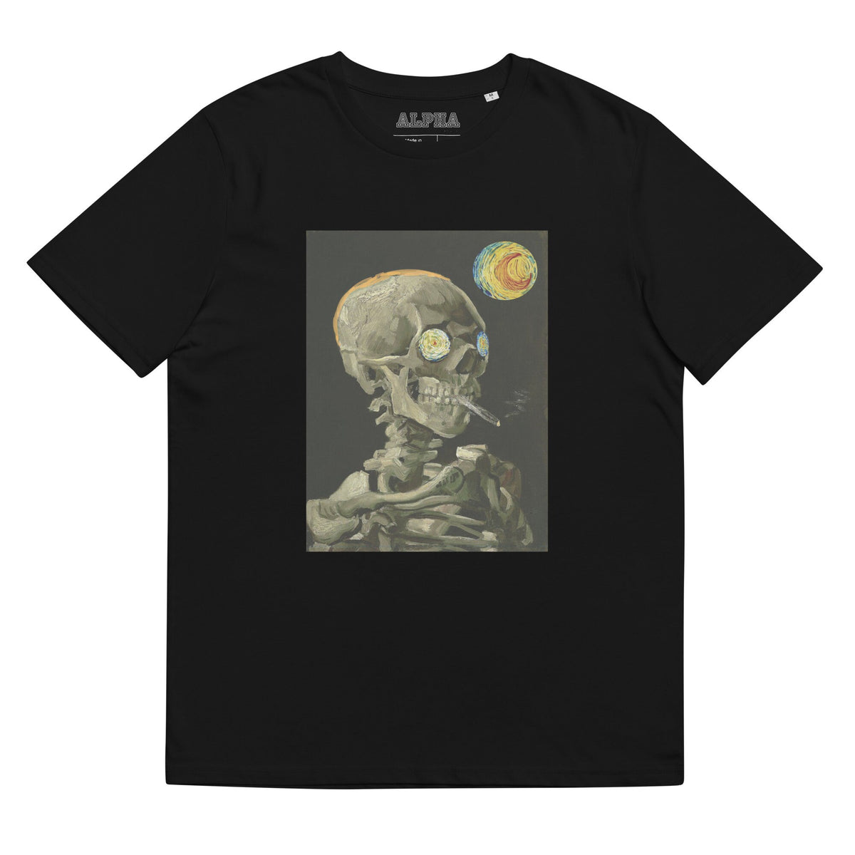 Starry Eyes Van Gogh Vincent Starry Night Van Gogh Painting Skull Art Smoke and Skulls Unisex organic cotton t shirt Graphic Tee – Warm & Stylish · Top Pick For Any Outfit