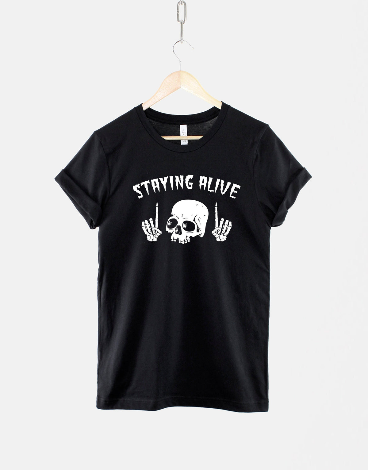 Halloween Skull Shirt Staying Alive Skull TShirt Staying Alive Skeleton TShirt Staying Alive Funny Halloween TShirt Graphic Tee – Cozy Vibes · Top Pick For Any Outfit
