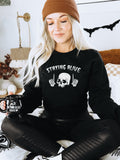 Skull Halloween Sweatshirt Staying Alive Skull Sweatshirt Staying Alive Skeleton Sweatshirt Womens Funny Halloween Sweatshirt Sweatshirt – Premium Graphic · Trending Graphic Apparel
