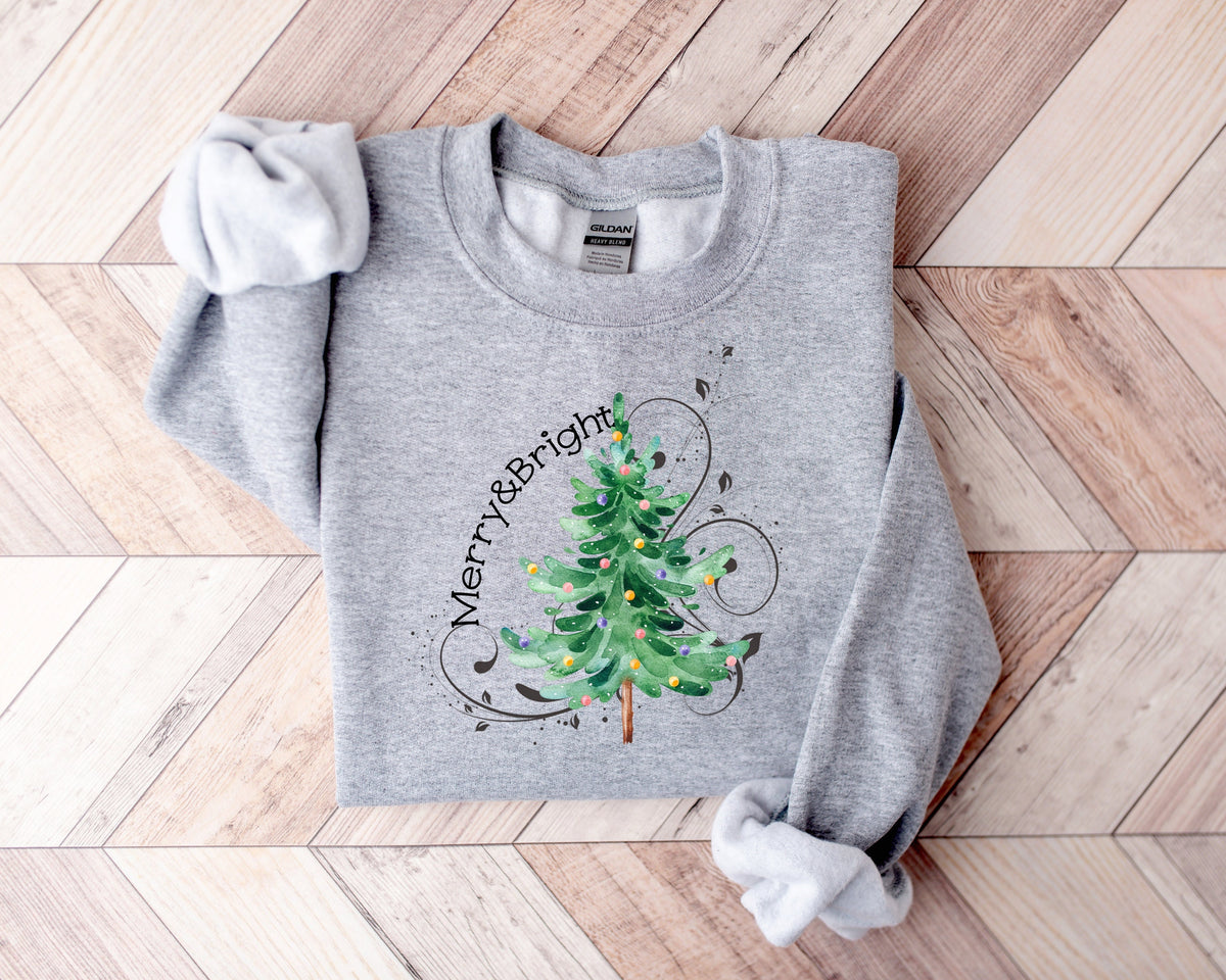 Christmas SweatshirtMerry and Bright ShirtChristmas TreeChristmas TshirtHoliday ShirtChristmas ShirtMerry and BrightChristmas Tee Sweatshirt – Cozy Vibes · Trending Graphic Apparel