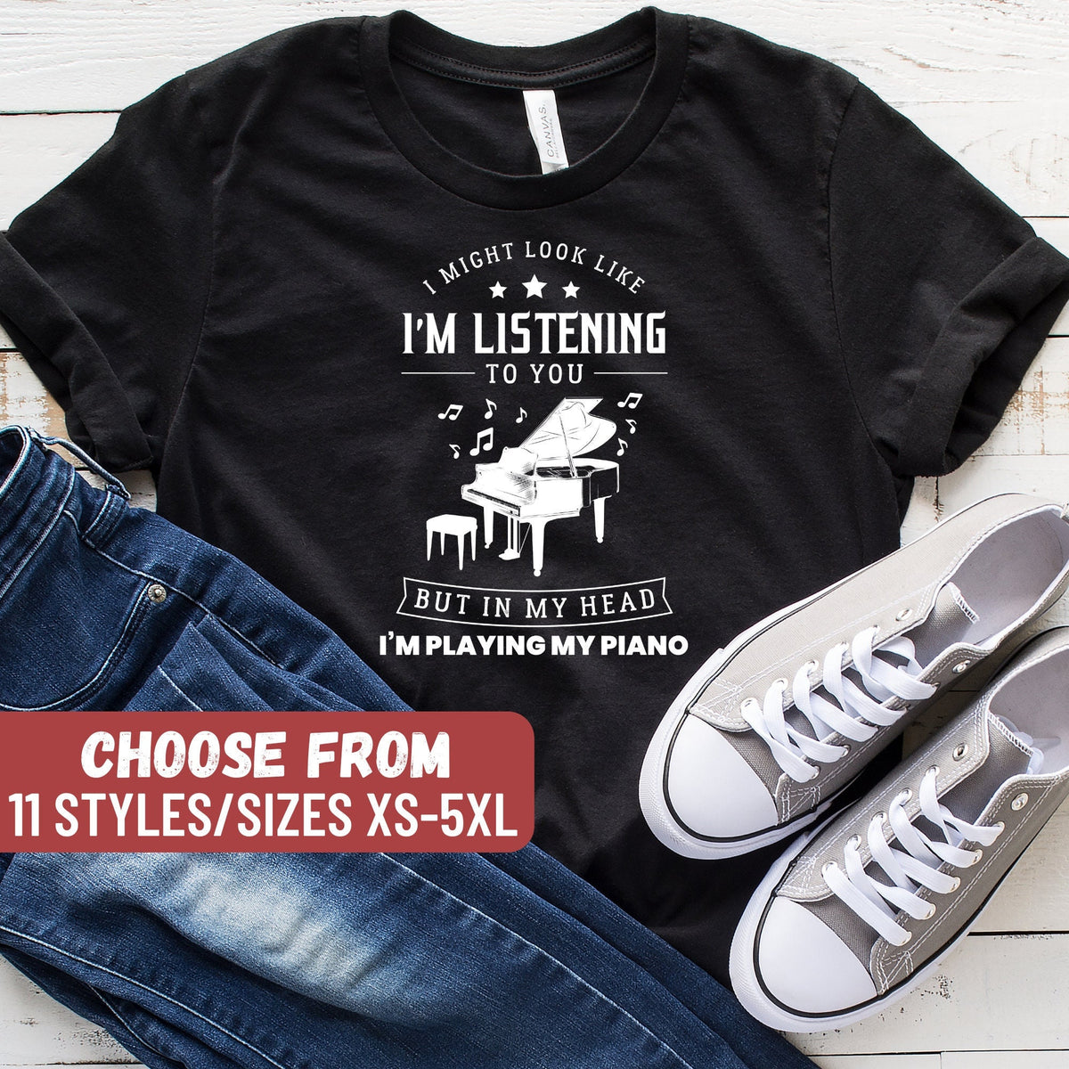 Funny Piano Shirt Piano Lover Gift Piano Player Shirt I Might Look Like I39m Listening To You But In My Head I39m Playing My Piano TShirt Graphic Tee – Warm & Stylish · High-Quality Print