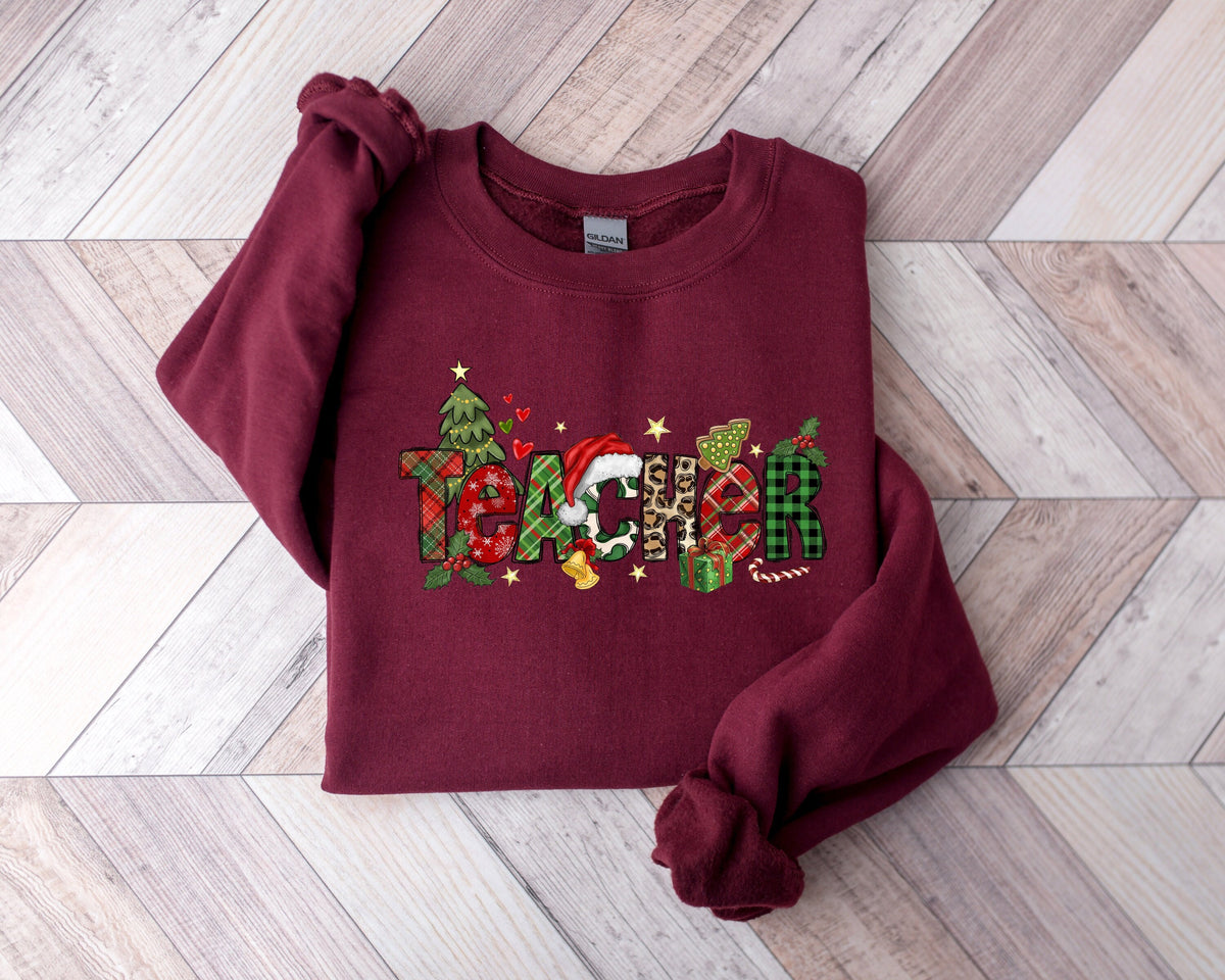 Teacher Christmas SweatshirtLove Christmas Teacher ShirtTeacher Christmas ShirtChristmas Teach ShirtChristmas Gift For Teacher Shirt Sweatshirt – Soft Feel · Must-Have Style