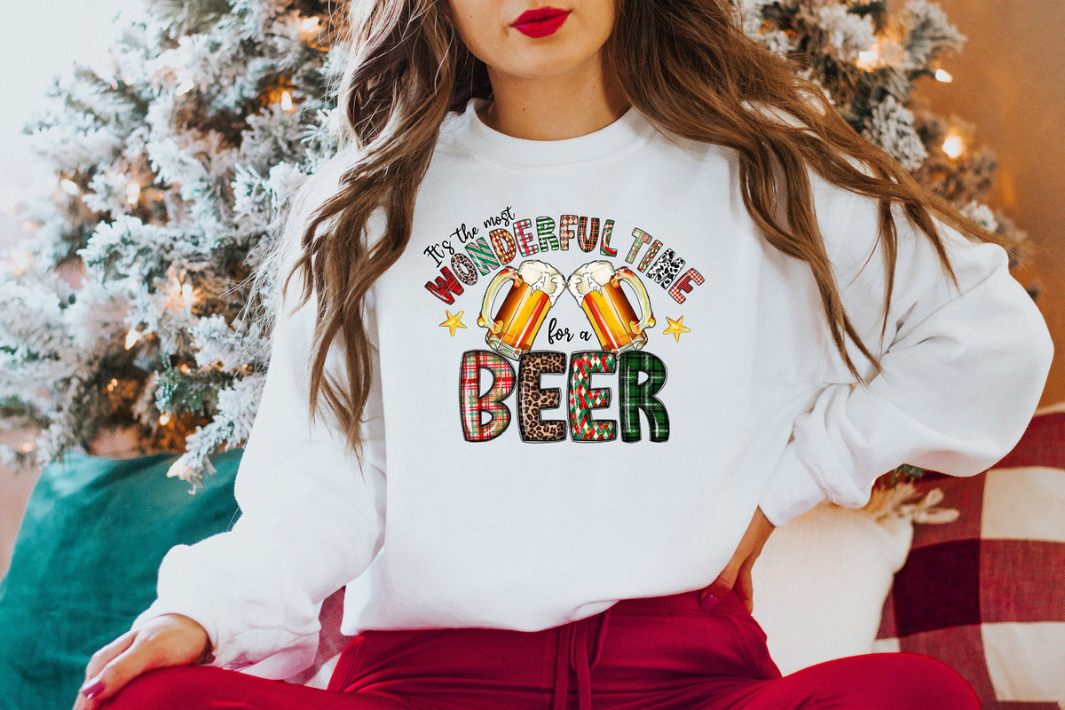 It39s The Most Wonderful Time For a Beer SweatshirtChristmas Family ShirtChristmas GiftHoliday GiftChristmas Family Matching Shirt Sweatshirt – Easygoing Wear · High-Quality Print