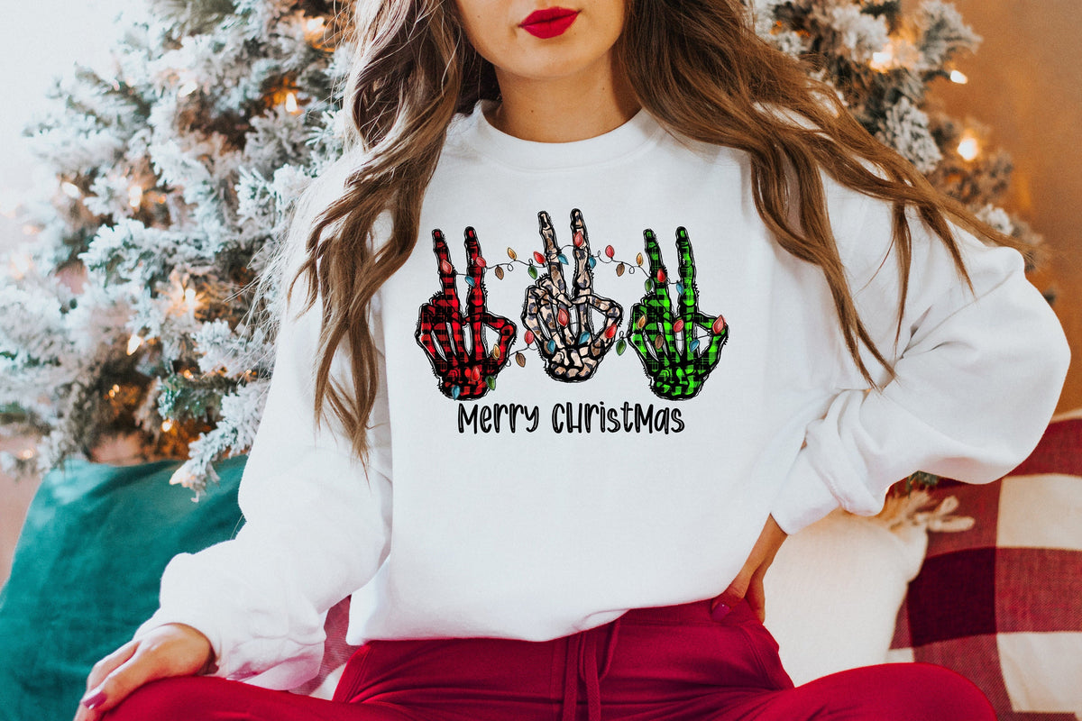 Skeleton Christmas SweatshirtChristmas Family ShirtChristmas GiftHoliday GiftChristmas Family Matching ShirtSkeleton Peacer Sweatshirt Sweatshirt – Bold Style · High-Quality Print