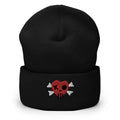 Heart Skull Gothic Goth Skull and Crossbones Heart Skull Hot Topic Cuffed Beanie Graphic Tee – Feel-Good Design · Perfect For Daily Wear