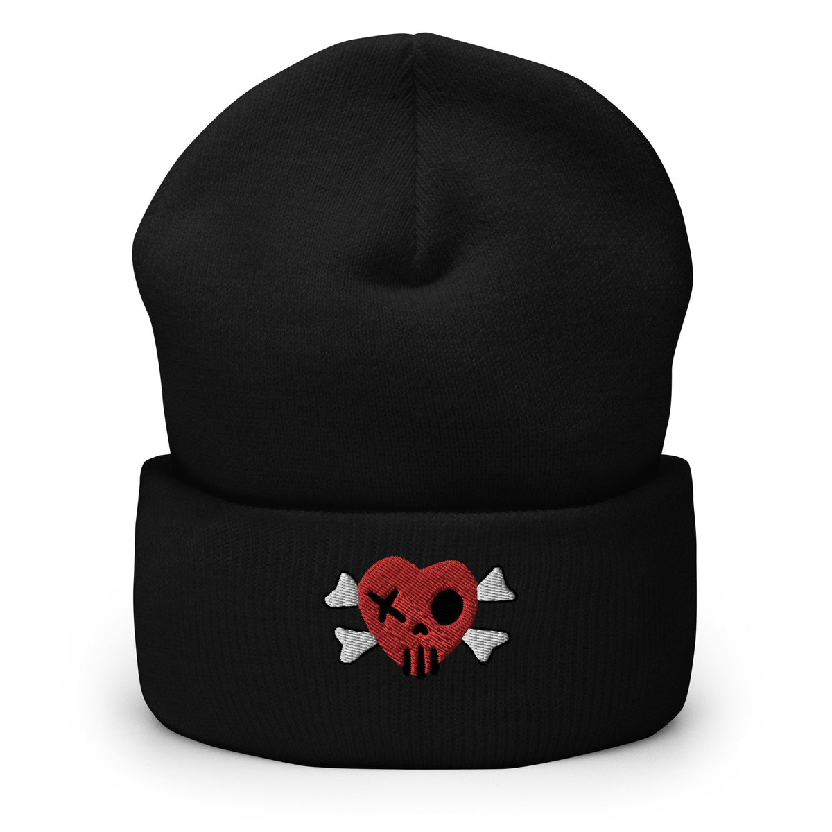 Heart Skull Gothic Goth Skull and Crossbones Heart Skull Hot Topic Cuffed Beanie Graphic Tee – Feel-Good Design · Perfect For Daily Wear