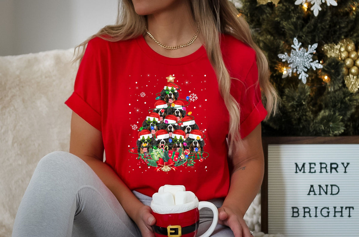 Bernese Mountain Dog Gifts Xmas Christmas Mens Womens Kids TShirt Tee TShirt Tree Santa Lover Graphic Tee – Easygoing Wear · Perfect For Daily Wear