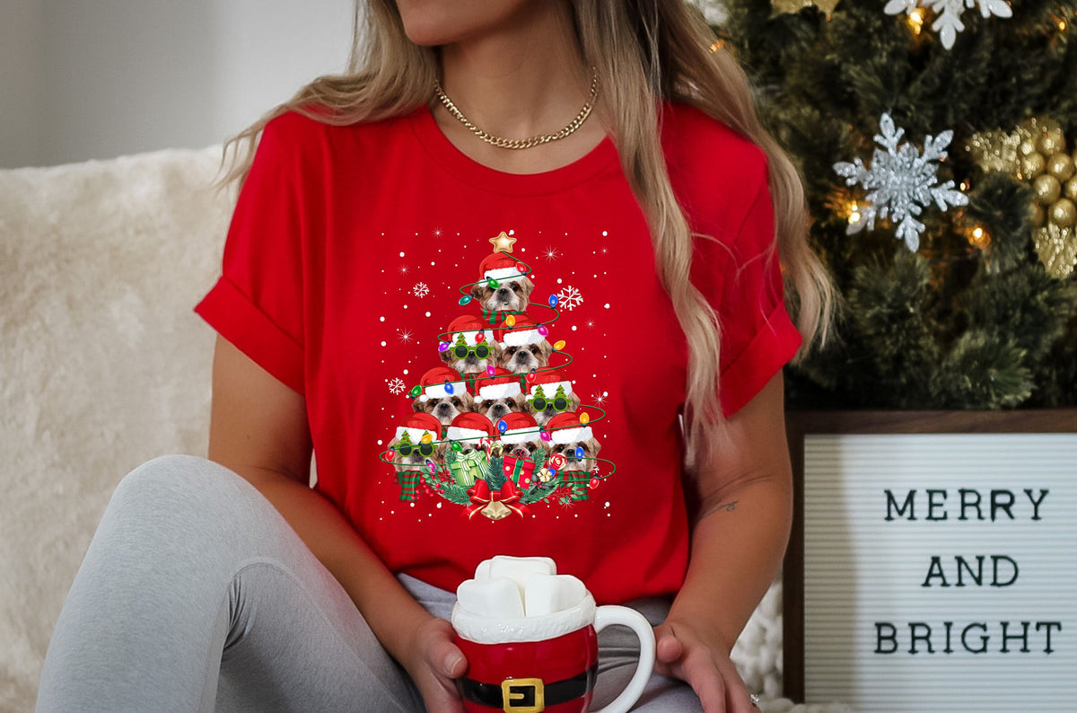 Shih Tzu Dog Gifts Xmas Christmas Mens Womens Kids TShirt Tee TShirt Tree Santa Lover Graphic Tee – Soft Feel · Perfect For Daily Wear