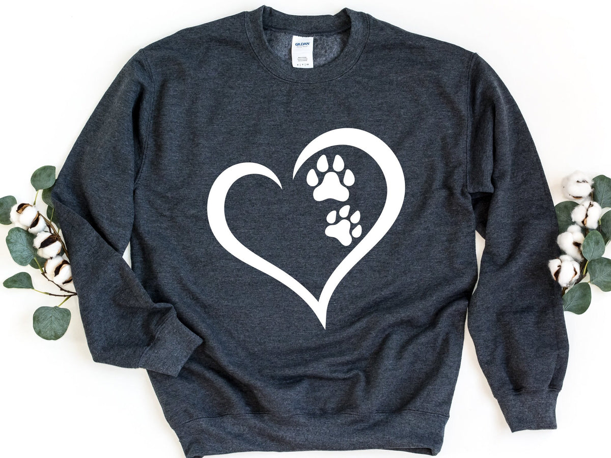 Paw Heart Sweatshirt Animal Heart Sweatshirt Paw Lover Sweater Dog Paw Sweatshirt Dog Lover Sweater Dog Mom Sweatshirt Paw Sweater Sweatshirt – Aesthetic Look · Great Gift For Fans