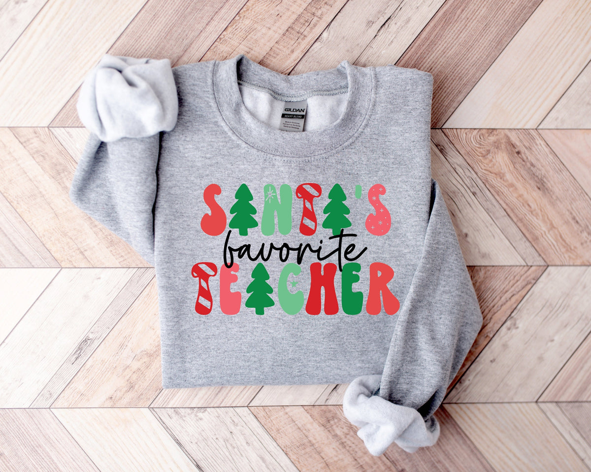 Santa39s Favorite TeacherTeacher Christmas SweatshirtLove Christmas Teacher ShirtChristmas Teach ShirtChristmas Gift For Teacher Shirt Sweatshirt – Feel-Good Design · Perfect For Daily Wear