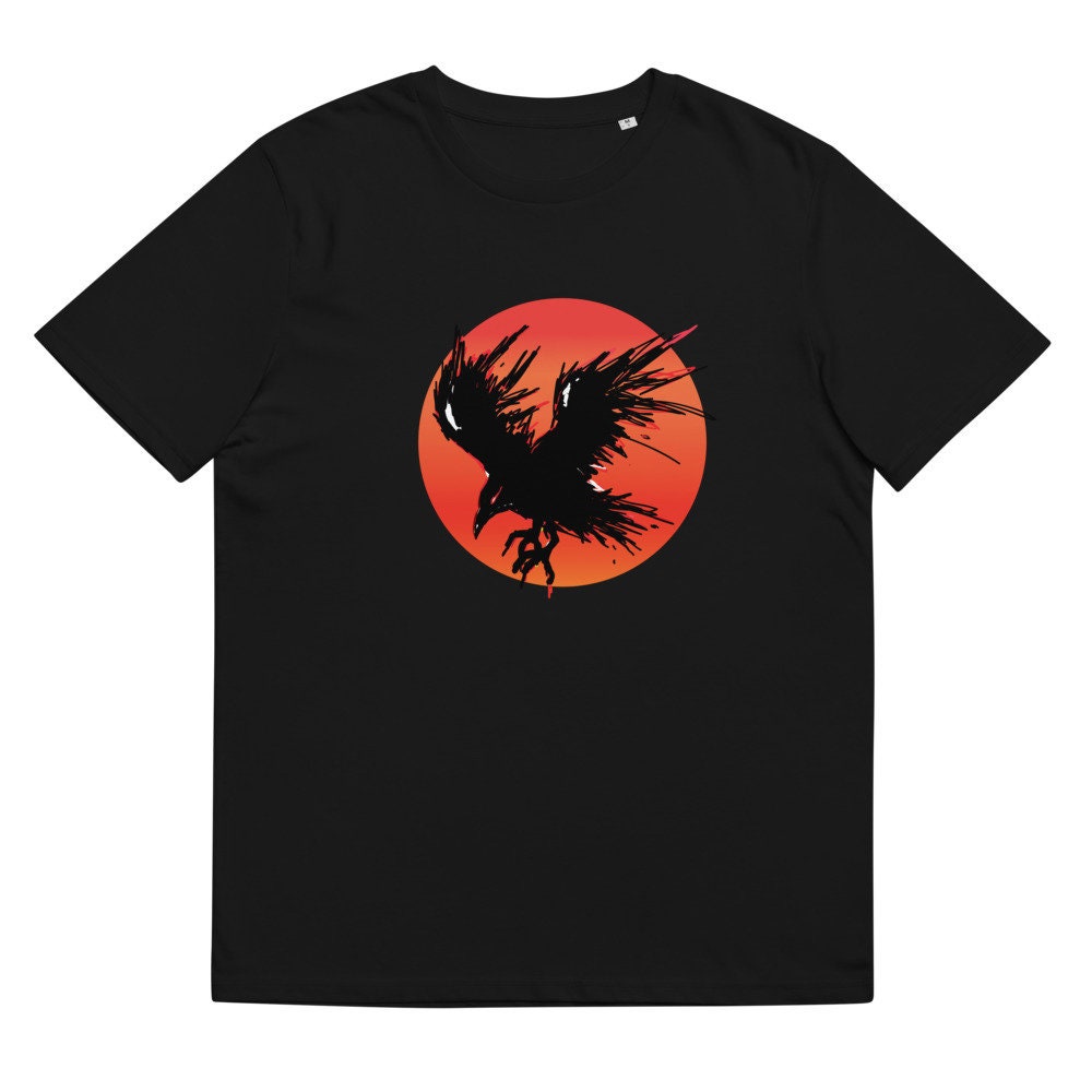 The Crow Raven Black Birds Crow And Blood Moon Raven Blood Moon Gothic Unisex organic cotton t shirt Graphic Tee – Bold Style · Must-Have Style