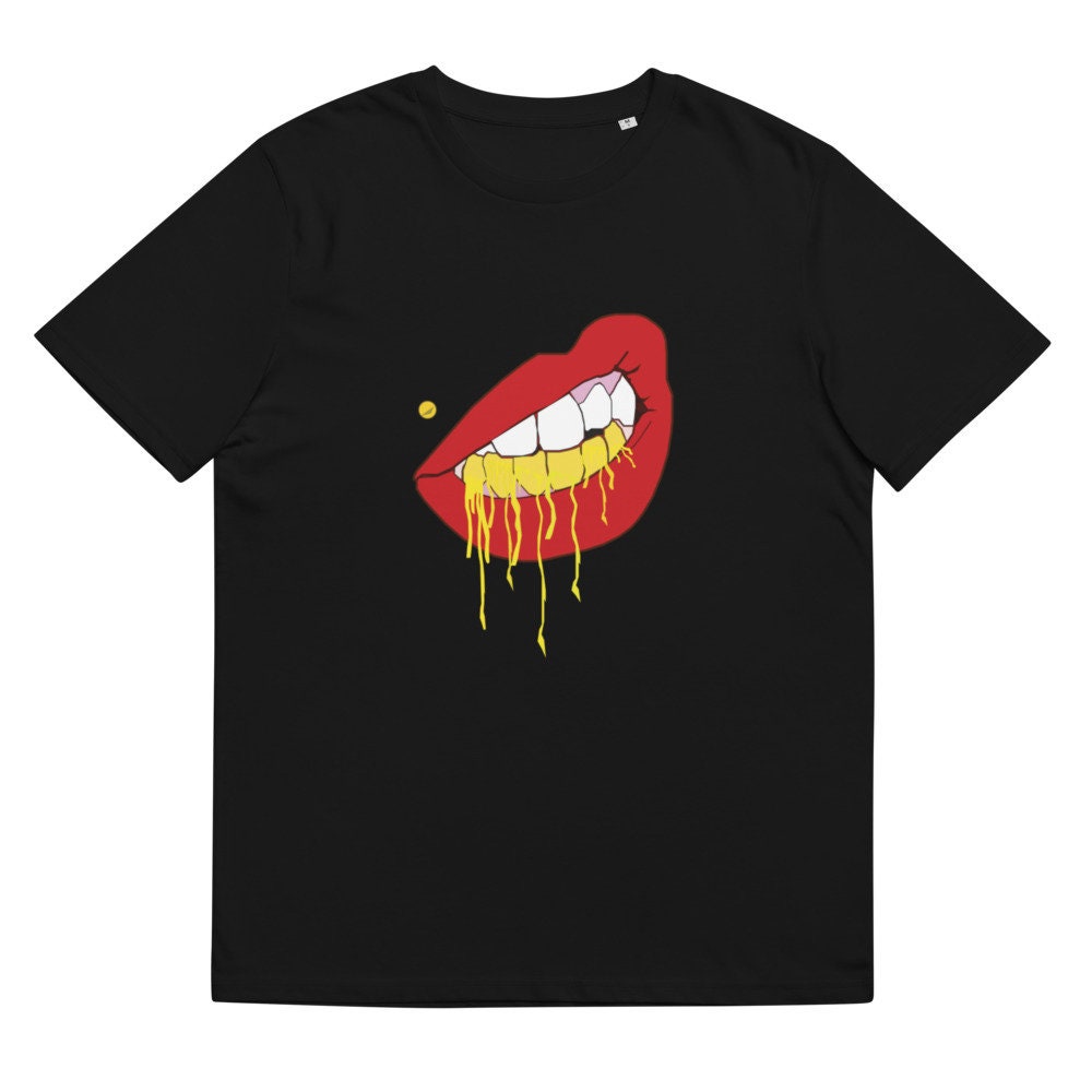 Trill Lips Gold Grills Red Lips Gangsta Grills Gold Teeth Bad Girl Gangsta Girl Unisex organic cotton t shirt Graphic Tee – Bold Style · Great Gift For Fans