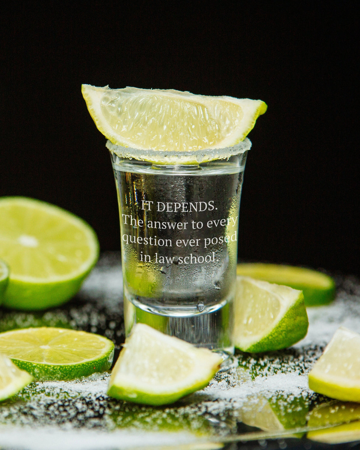 Funny Lawyer Shot Glass Law Student Gift Idea Law School Present It Depends Etched Shot Glass Graphic Tee – Feel-Good Design · Top Pick For Any Outfit