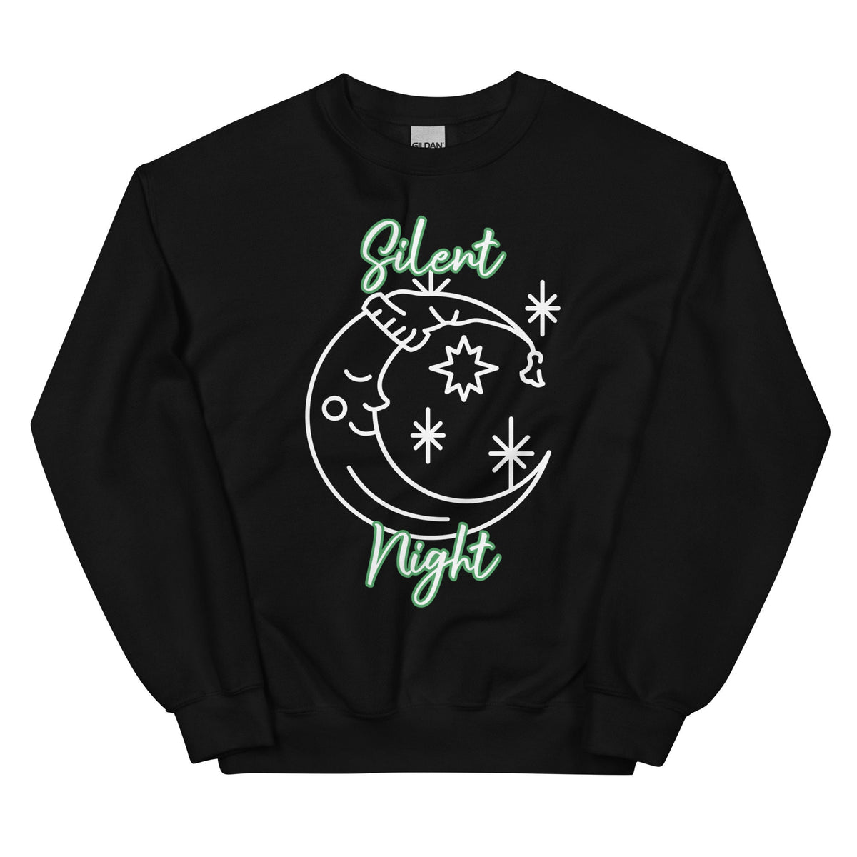 Silent Night Ugly Christmas Sweater Snowflakes Moon Snowman Merry Christmas Xmas Tree Reindeer Santa Claus Unisex Sweatshirt Sweatshirt – Cozy Vibes · High-Quality Print