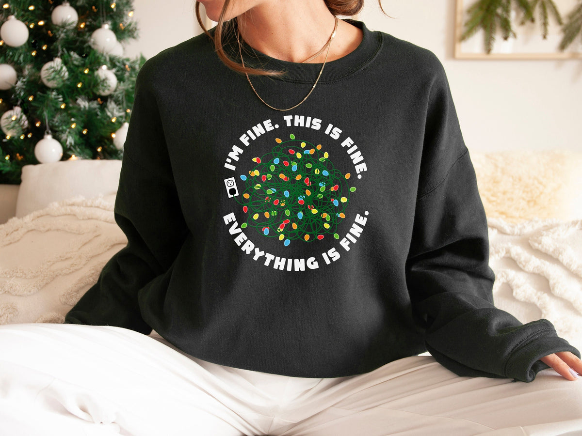 Christmas Lights Sweatshirt Funny Christmas Sweatshirt Tangled Christmas Tree Lights Sweater Womens Christmas Sweatshirt Sweatshirt – Premium Graphic · Great Gift For Fans