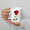 Red Rose on White glossy mug Gift for Mom or Wife Stocking Stuffer Graphic Tee – Soft Feel · Great Gift For Fans