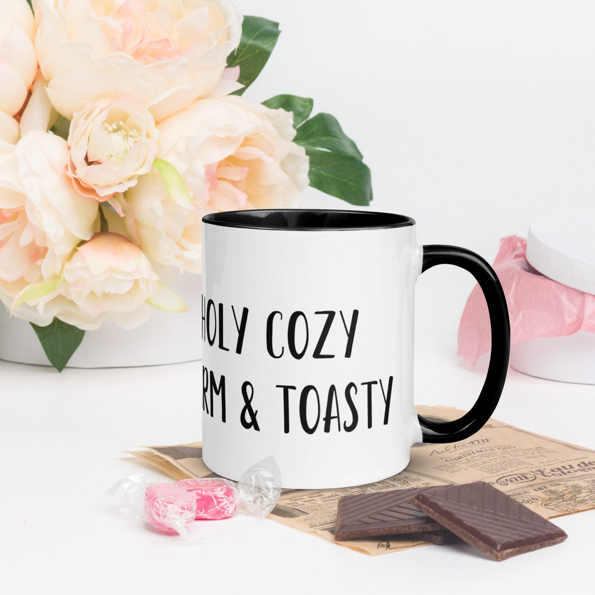 Holy Cozy Warm Toasty Christian Mug Mothers Day Gift Ideas Bible Verse Gospel Jesus Women Coffee Mug Men Winter Mug with Color Inside Graphic Tee – Bold Style · Perfect For Daily Wear