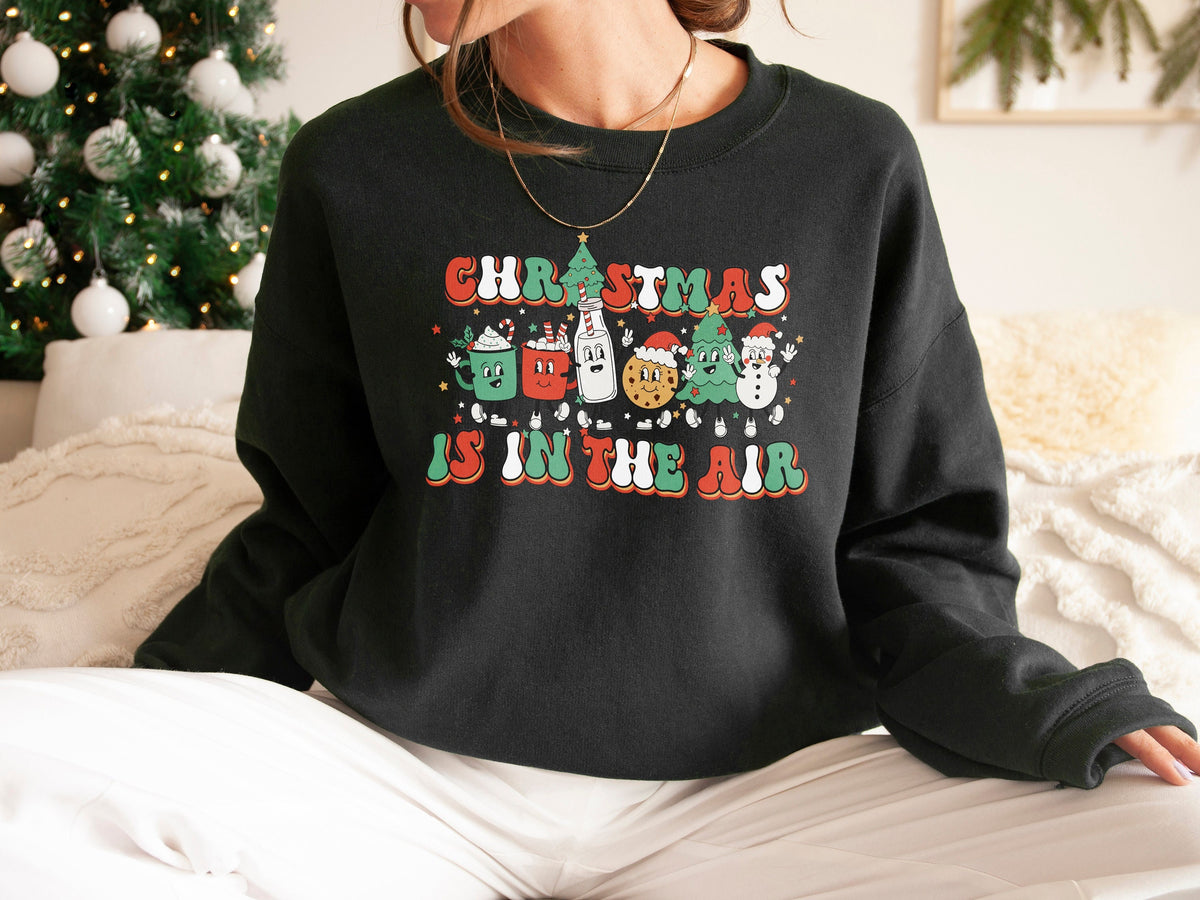 Womens Retro Christmas Sweatshirt Fun Christmas Sweater Retro Design Christmas Tree Sweatshirt Retro Christmas Character Sweater Sweatshirt – Bold Style · High-Quality Print