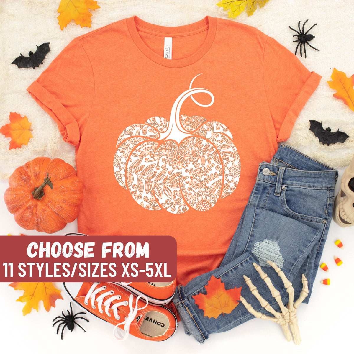 Funny Pumpkin Shirt Halloween Shirt Cute Shirt For Fall Halloween Pumpkin Shirt Pumpkin Outfit Halloween Gift Floral Pumpkin TShirt Graphic Tee – Aesthetic Look · Top Pick For Any Outfit