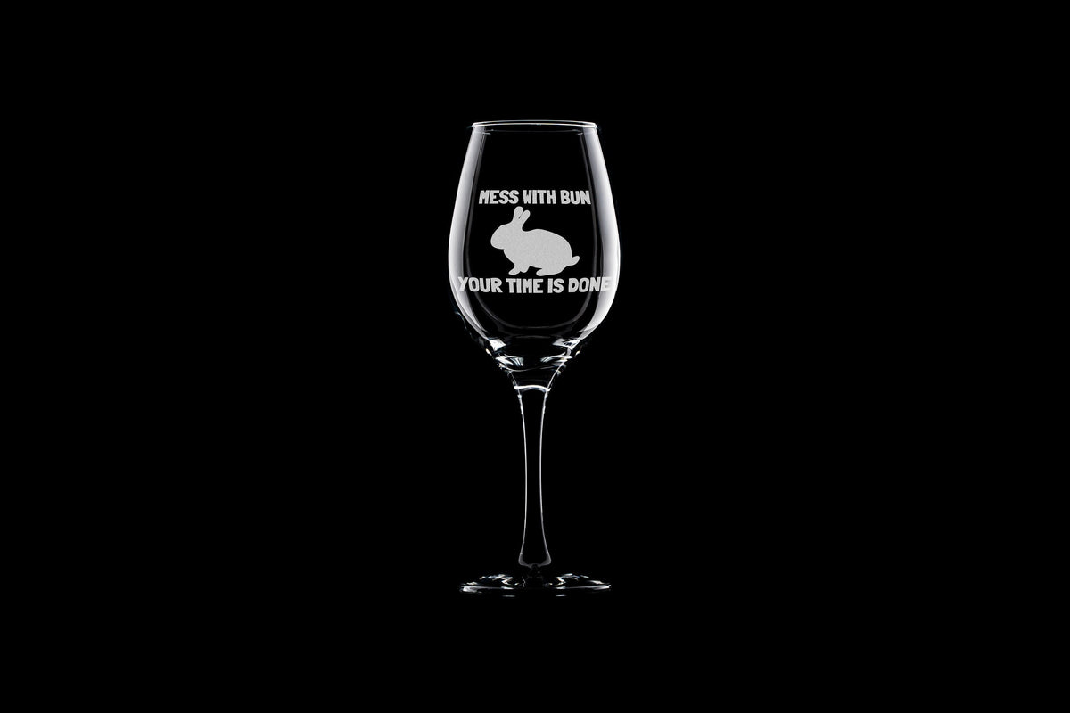 Funny Rabbit Wine Glass Bunny Rabbit Lover Gift Pet Rabbit Owner Present Mess With Bun Your Time Is Done Graphic Tee – Bold Style · Top Pick For Any Outfit