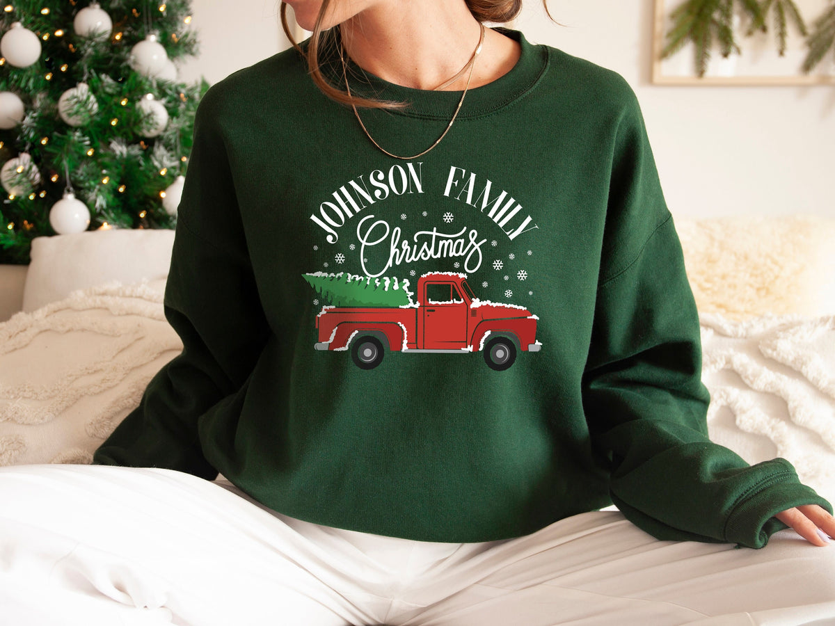 Personalised Family Christmas Sweatshirts Personalized Family Christmas Truck Sweater Festive Sweatshirts Christmas Truck Sweatshirts Sweatshirt – Bold Style · Must-Have Style