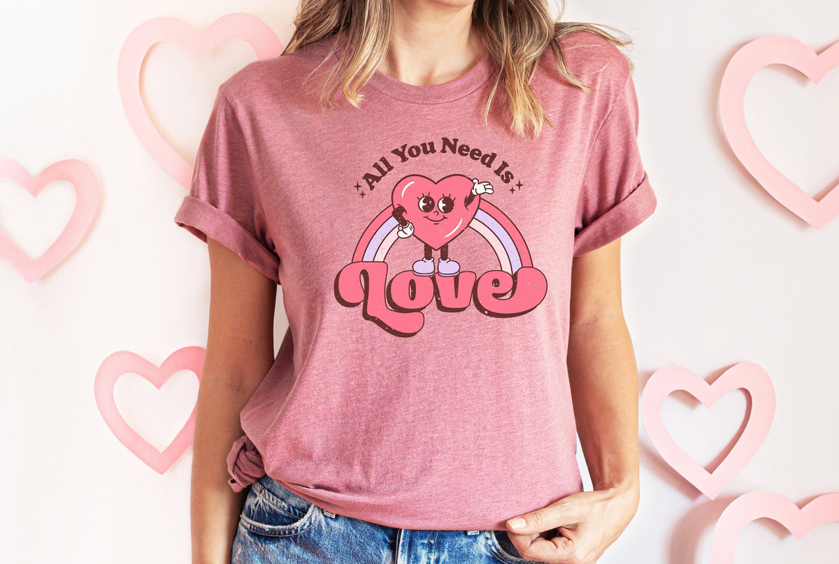 All You Need is Love Valentines ShirtValentines Day Shirts For WomanHippie Valentine ShirtValentines Day GiftHappy Valentine39s Day Shirt Graphic Tee – Feel-Good Design · High-Quality Print
