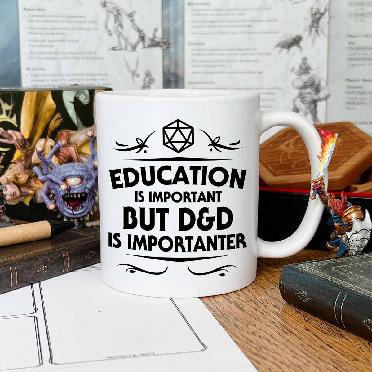 Dungeons And Dragons Mug D and D Campaign Mug DD Gifts Gift For The DM Education Is Important But DnD Is Importanter Coffee Mug Graphic Tee – Bold Style · Great Gift For Fans