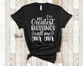 My Greatest Blessings Call Me Yia Yia Grandma Tshirt Greek Grandmother Gift Idea for Mother39s Day Birthday Christmas or Pregnancy Reveal Graphic Tee – Premium Graphic · Top Pick For Any Outfit