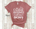 My Greatest Blessings Call Me Nona Grandma Tshirt Special Grandmother Gift Idea for Mother39s Day Birthday Christmas or Pregnancy Reveal Graphic Tee – Premium Graphic · Trending Graphic Apparel