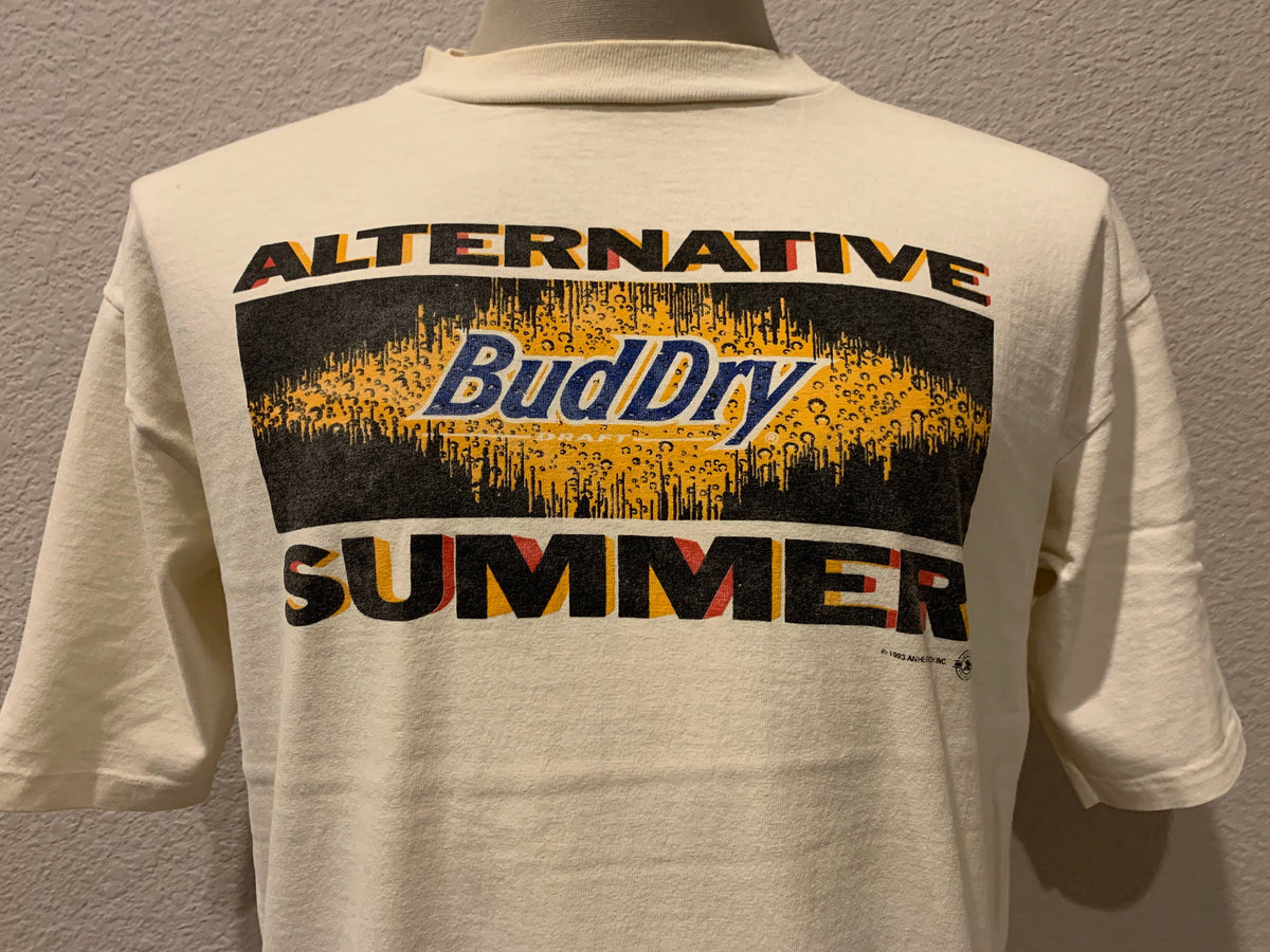 Vintage 9039s Beer Alternate Bud Dry Summer White T Shirt Size L Graphic Tee – Feel-Good Design · Must-Have Style
