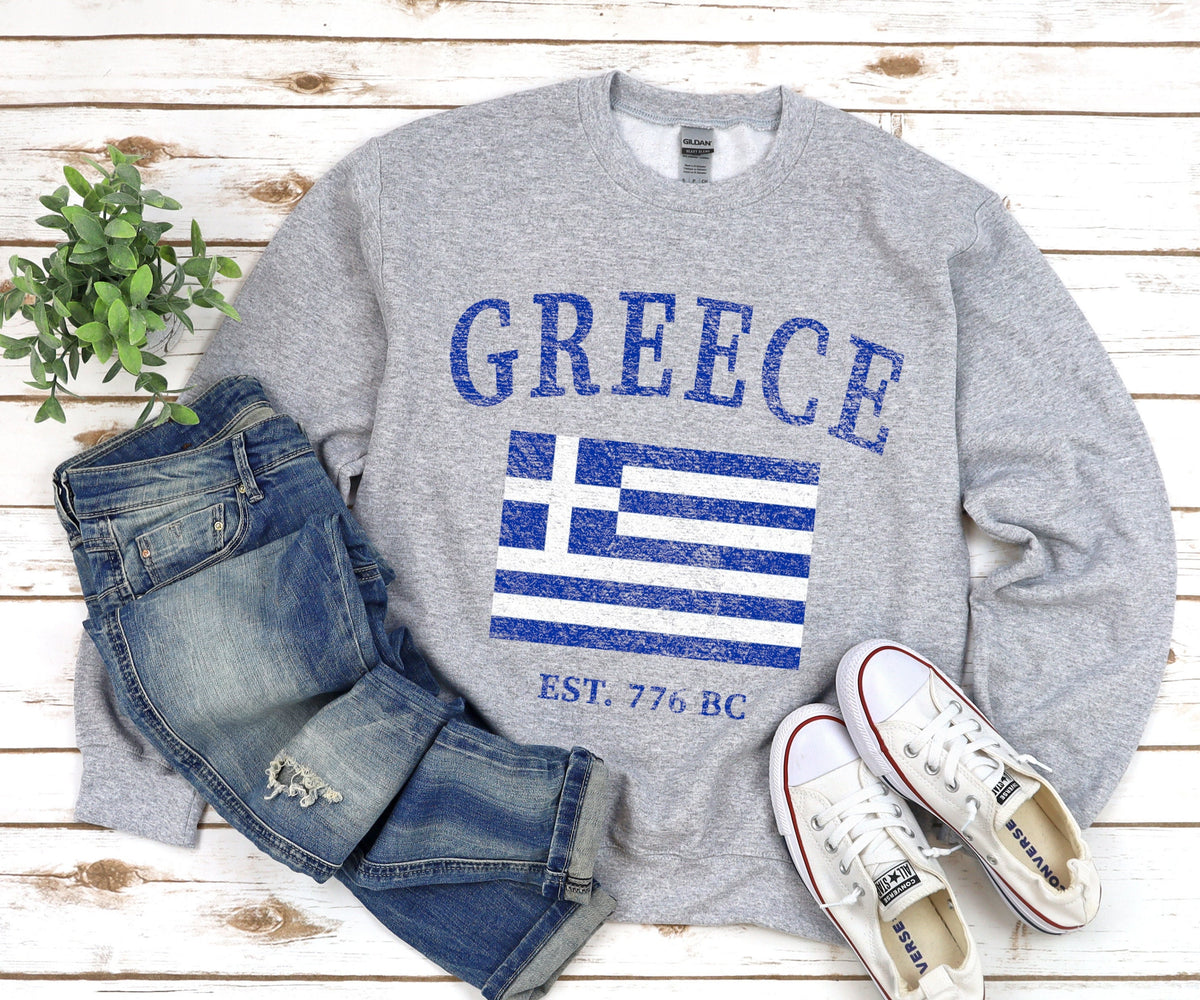 Greece Crewneck Greece Sweatshirt Greece Gifts Greece Flag Pullover Athens Greece Shirt Greek Vacation Greece Souvenir Sweatshirt – Premium Graphic · Top Pick For Any Outfit