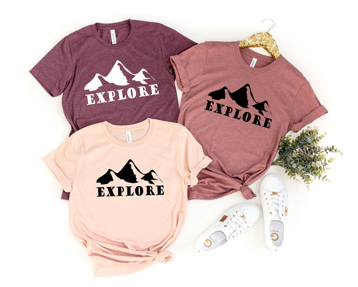 Explore Mountains Shirt Hiking Shirt Hike Shirt Adventure Shirt Outdoor Shirt Mountain Shirt Trendy Tee Unisex TShirt Life Shirt Graphic Tee – Bold Style · Perfect For Daily Wear