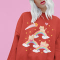 Funny Cat Sweatshirt with Rainbows Kitschy and Unique Valentines Cat Womens Sweatshirt Dreamy Nineties Aesthetic Sweatshirt Gift for Her Sweatshirt – Bold Style · Perfect For Daily Wear