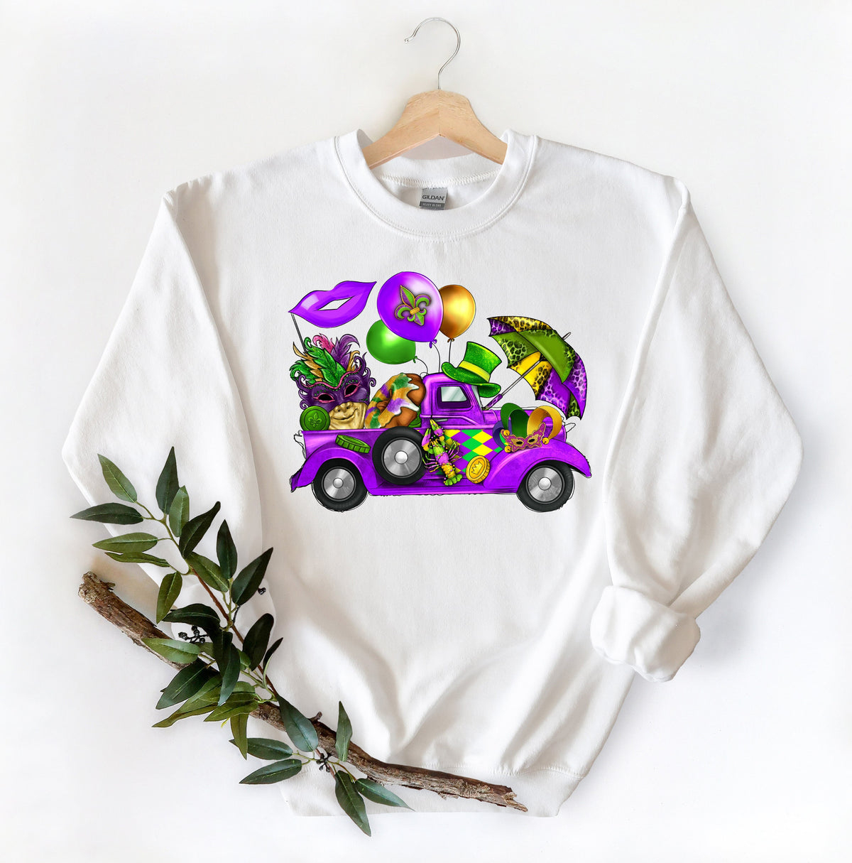 Mardi Gras Truck Sweatshirt Nola ShirtFat Tuesday ShirtFlower de luce ShirtLouisiana ShirtSaints New Orleans ShirtMardi Gras Carnival Sweatshirt – Bold Style · Perfect For Daily Wear