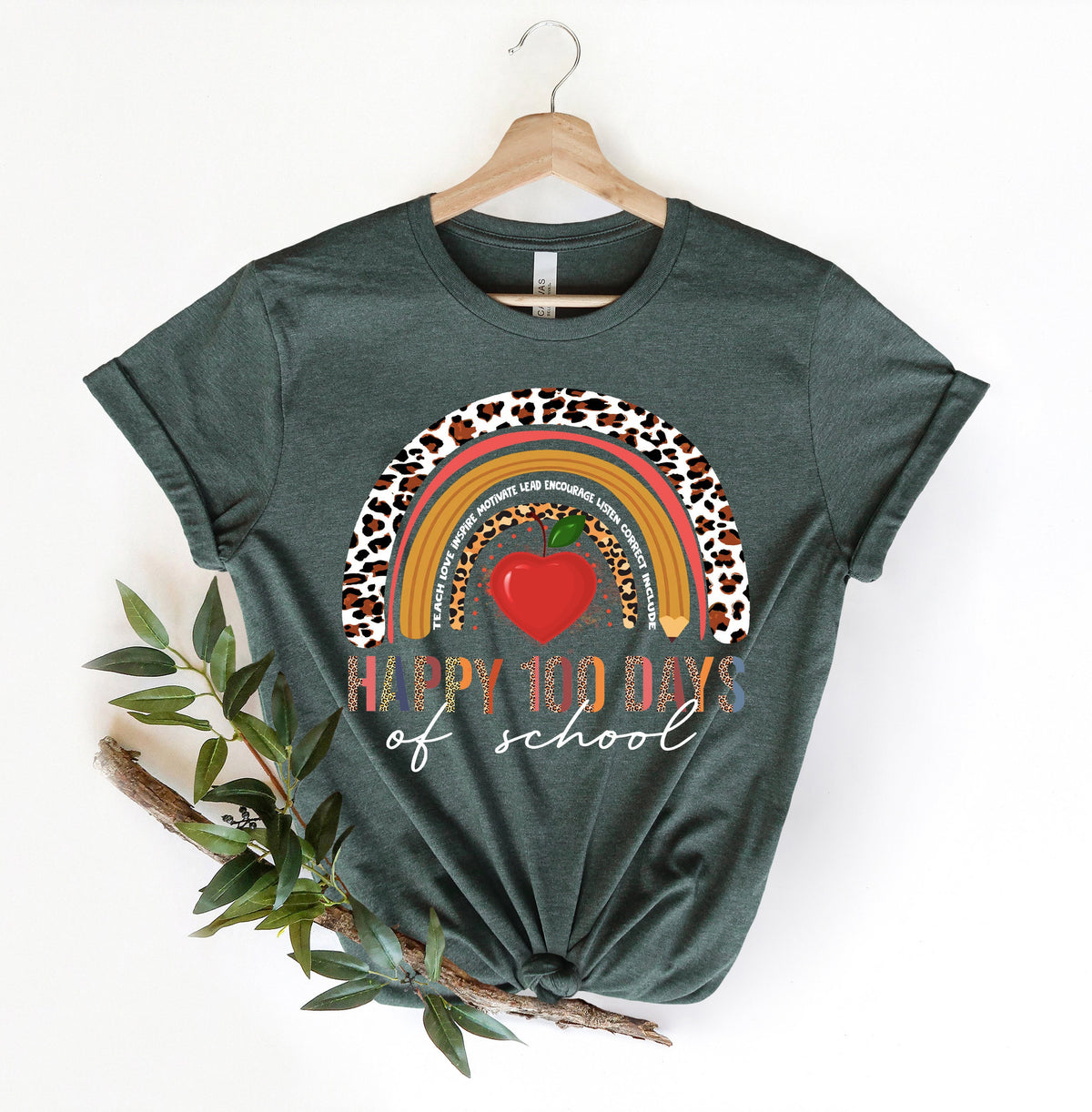 Rainbow leopard school 100 days of school shirt100 Days Brighter ShirtTeacher Shirt100th Day Of SchoolBack To School Shirt Graphic Tee – Warm & Stylish · Perfect For Daily Wear
