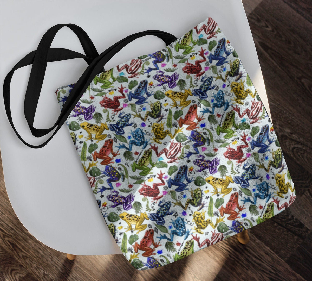 Poison Frog Tote Colorful Pattern Rainbow Graphic Cool Animal Print Aesthetic Handbag Cute Shoulder Bag Trendy Pursue Gift Grocery Tote Bag – Soft Feel · Top Pick For Any Outfit
