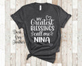 My Greatest Blessings Call Me Nina Godmother Tshirt Spanish Godmother Gift Idea for Mother39s Day Birthday Christmas or Pregnancy Reveal Graphic Tee – Soft Feel · Great Gift For Fans