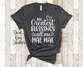 My Greatest Blessings Call Me Mae Mae Grandma Tshirt Special Grandmother Gift Idea for Mother39s Day Birthday Christmas or Pregnancy Reveal Graphic Tee – Feel-Good Design · Trending Graphic Apparel