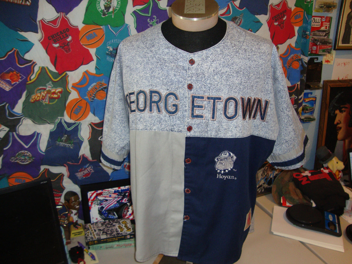 Vintage 9039s Georgetown Hoyas Button Up Baseball Jersey XL Rap Hip Hop Jersey – Aesthetic Look · Top Pick For Any Outfit