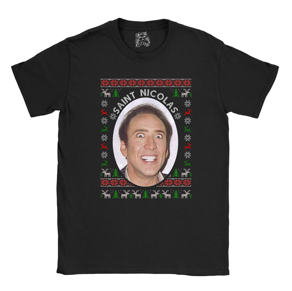 Nicolas Cage St Nicolas Christmas T Shirt Funny Xmas Tee Eco Graphic Tee – Premium Graphic · Great Gift For Fans