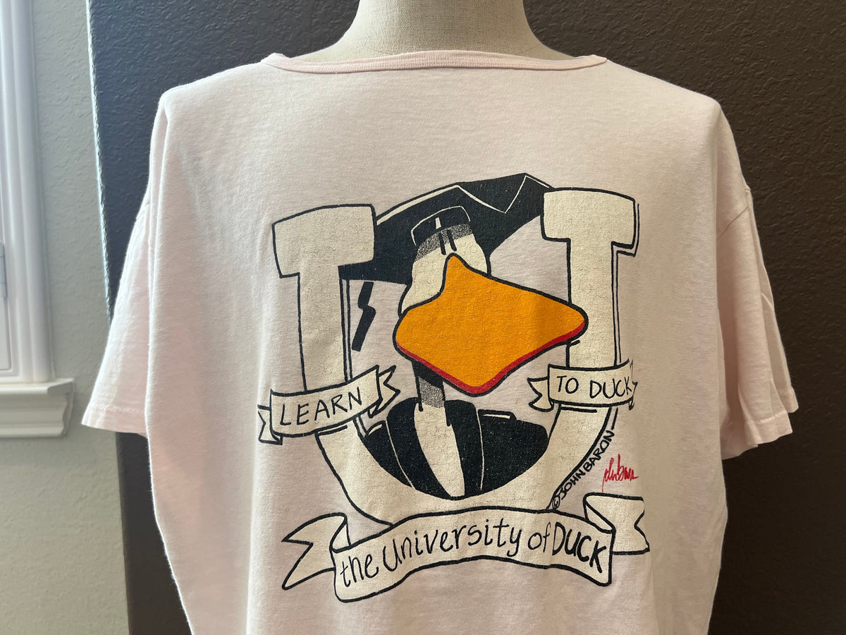 Vintage 9039s John Baron University of Duck Pink T Shirt Size XXL Graphic Tee – Warm & Stylish · Must-Have Style