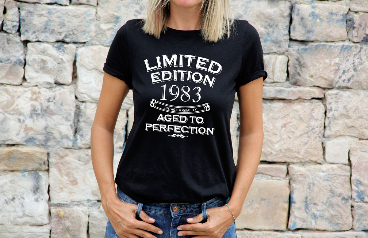 Womens 41st Birthday T Shirt Top Shirt Gift Present Forty Limited Edition Year 1983 Aged To Perfection 41th Birthday Gift For Her Graphic Tee – Fan Favorite · Top Pick For Any Outfit